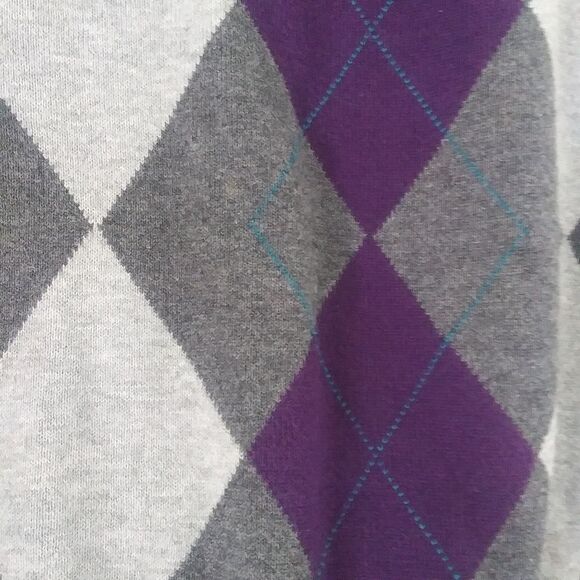 Pro Tour men's large Argyle Sweater Vest, Grey and Purple - Picture 4 of 5